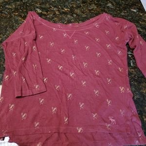 Girls XL cute Burgundy top